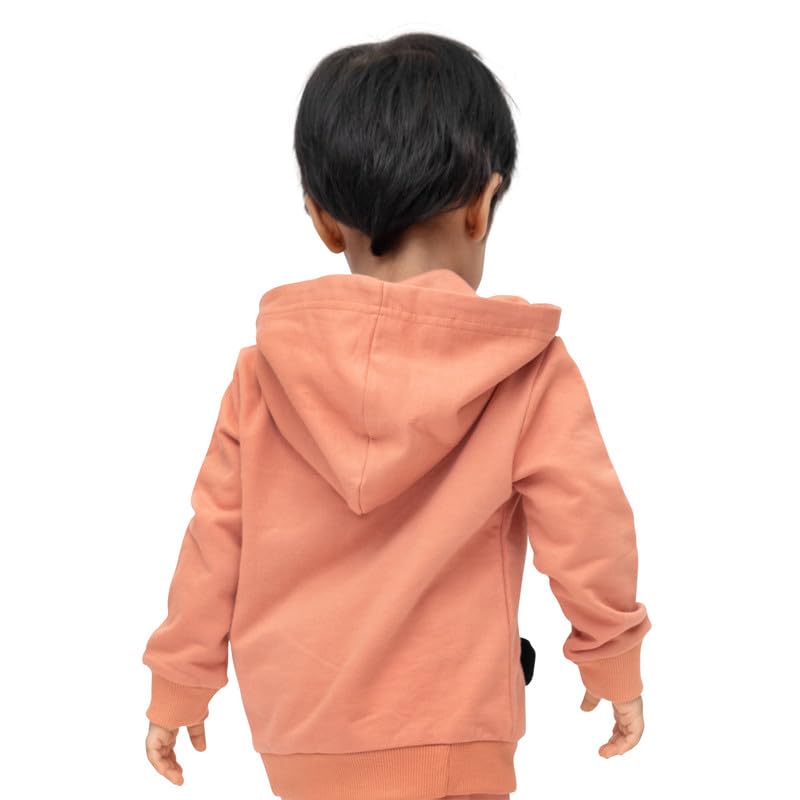 ARIEL Kids Cotton Fleece Full Sleeve Hoodie Sweatshirt for Boys and Girls (ORGPKTTED-ORA-06MTS) Peach - Image 4 thumbnail