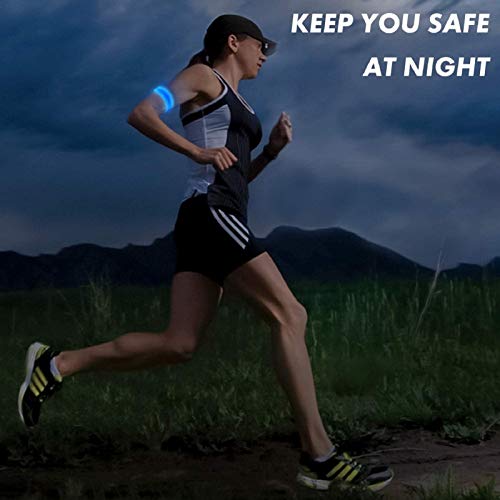 lanpard Led Armband Aufladbar, 2 STK Leuchtarmband USB Reflektorband Reflective Band Led Armbänder Leuchtband Kinder Reflektorbänder für Joggen Laufen Sport (Blau)