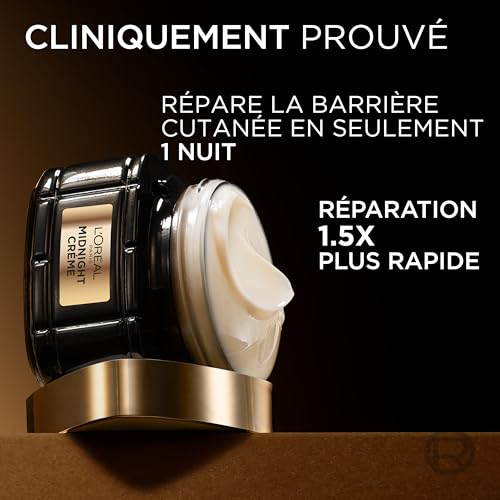 L'Oréal Paris - Midnight Crème Age Perfect Renaissance Cellulaire - Crème de Nuit Régénérante Anti-Âge - Soin Visage Anti-Rides, Fermeté, Confort - Tous Types de Peaux - 50 ml