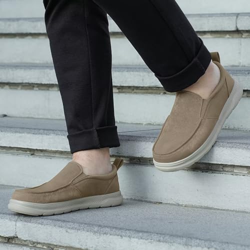 Image of 1TAZERO Mens Wide Width Slip On Shoes with Arch Support Insoles Men Lightweight Casual Loafer for Elderly & Wide Feet Plantar Fasciitis Walking Shoes