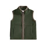 Arvbitana Toddler Baby Boy Fleece Outerwear Vests Sleeveless Zipper Jacket Solid Color Vest Coat Spring Fall Winter Clothes (A-Green, 6-12 Months)
