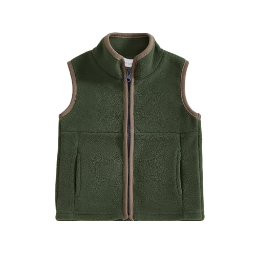 Image of Toddler Baby Boy Fleece Outerwear Vests Sleeveless Zipper Jacket Solid Color Vest Coat Spring Fall Winter Clothes