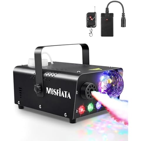 MOSFiATA Fog Machine with Disco Light 600W Smoke Machine RGB LED lights, 2300 CFM Spray, Remote Control, Perfect for Halloween, Christmas, Wedding, Party, Club, DJ Stage Effect Cover