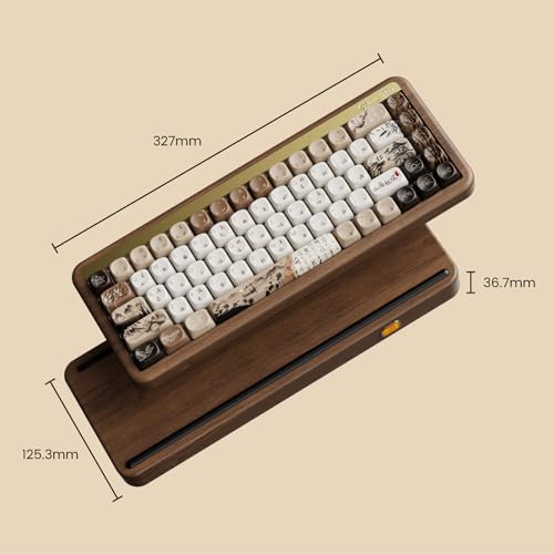 Image of Akko Mechanical Gaming Keyboard with Walnut Wooden Case, MU01 Mountain Seclusion 65% 68-Key RGB 2.4G Wireless /Bluetooth /Wired Hot-swappable Keyboard with PBT Dye-Sub Keycaps for Mac & Win