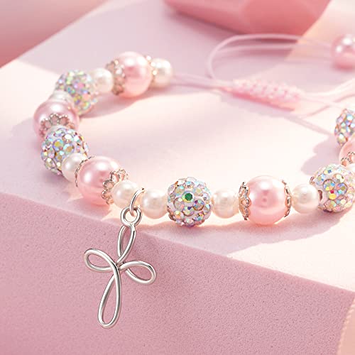 Hgdeer Baptism Gifts For Girl, Christian Religious Christening Catholic Gifts Cross Bracelet Jewelry For Girls #TOP2