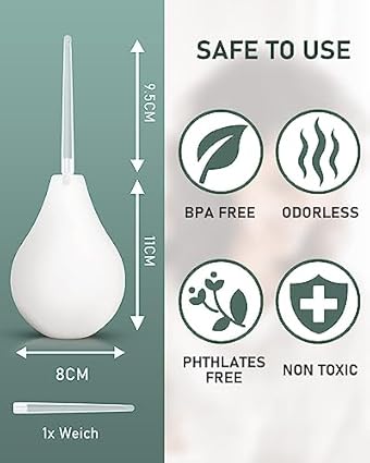 Enema Bulbo de 224ml,Enema para limpieza, Limpiador para Anal y Vaginal, Ducha Vaginal de Silicona, Forma rápida de aliviar el estreñimiento para Limpieza de Colon en Hombres y Mujeres (Blanco)