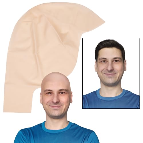 Kangaroo Latex Bald Cap for Adults - Tan Beige Realistic Head Skin Bald Cap Wig for Men and Women - Easter Party Costume Fake Hat - Makeup Accessory for Theatrical, Cosplay and Dress up Apparel - Thumbnail 2