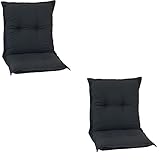 2-er Set beo Niedriglehner AU91 New York NL Luxus-Saumauflageangenehmer Sitzkomfort Niederlehner, circa 100 x 52 cm, 7 cm Dick, 2-er Pack, anthrazit