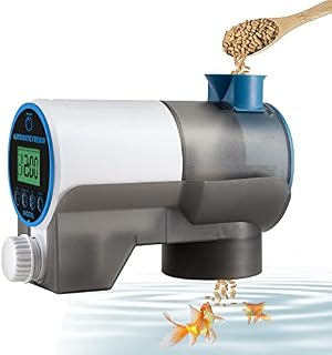 Boxtech Automatic Fish Feeder - Aquarium Tank Timer Fish Feeder - Auto Fish Food Dispenser for Aquarium (Without Batteries)(With LCD)