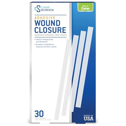 Care Science Adhesive Wound Closure Strips, 1/4 x 4 in, 30ct | Sterile Strips Used for Closing Minor cuts & Wounds Cover