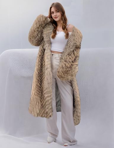Women's Genuine Fox Fur Jacket Winter Coat Long Fuzzy Outerwear Turn-down Collar4