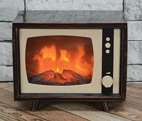 Decorative Realistic Fireplace Compact Retro Television with LED Moving Flame Effect, Hearth-Like-Glow With Electric Fireplace TV Look For Indoors by ELYYT