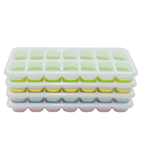 Ram® 4 X Pack Silicone Ice Cube Tray Set of 4 Ice Moulds Freezer Stackable Non Spill Ice Cube Tray Dishwasher Safe BPA Free - Image 4