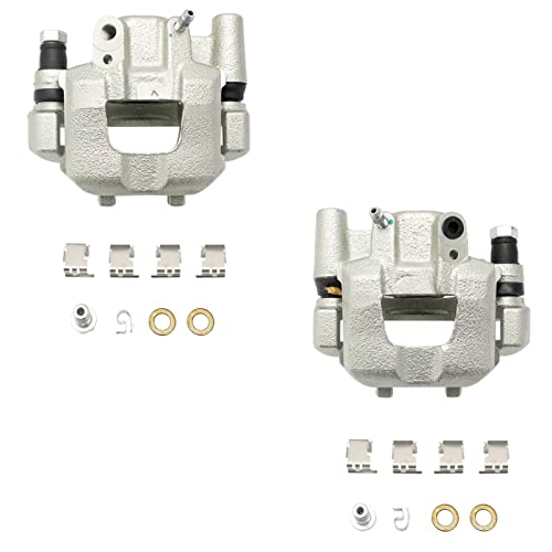 Image of TRQ Rear Brake Caliper Set Brackets Hardware Zinc Coated Compatible with 2005-2010 Scion tC