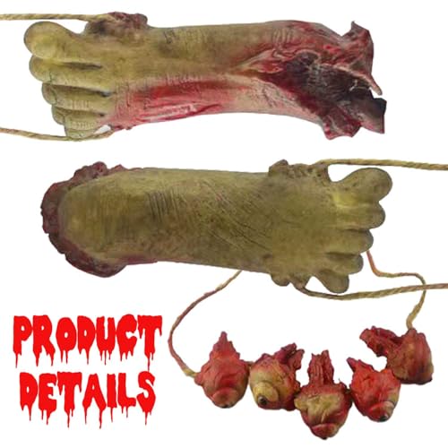 Halloween Blood Props Weapon Garland Banner, Hanging Scary Fake Severed Body Parts for Haunted House Halloween Party Decorations Supplies - Image 2