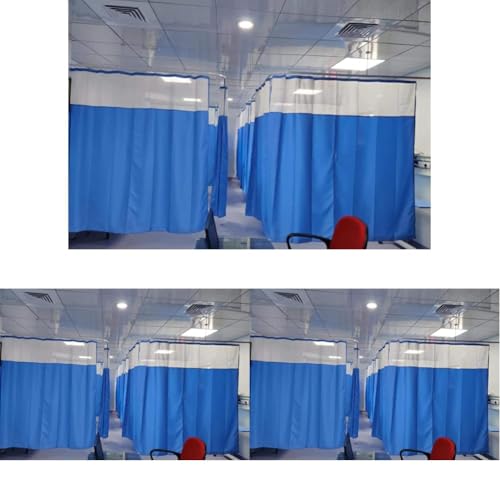 Image of CASA-NEST Hospital Curtains for ICU and Wards PVC Curtains, 4.5 x 8 ft, Blue-Hos008 (Pack of 3)
