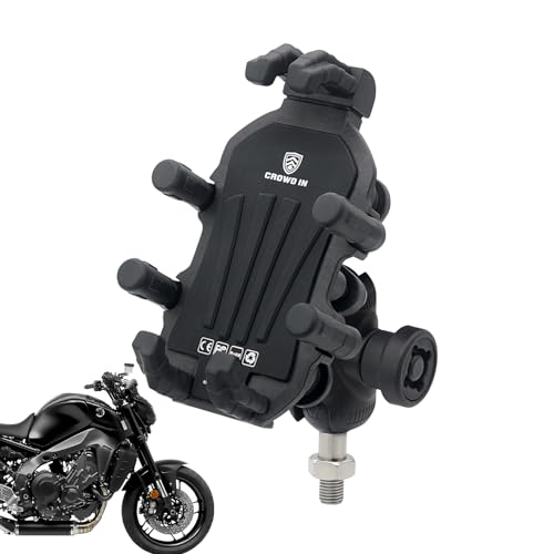 Opilroyn Soporte para teléfono para moto, soporte para teléfono con vástago de horquilla para moto – Soporte para smartphone antivibración para vástago de horquilla, giratorio 360°, bloqueo y