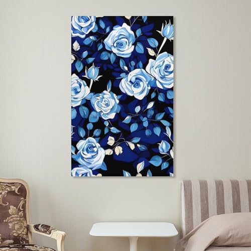 Impression sur toile moderne fleurs bleues déco murale