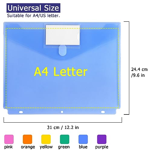 Tamaki 6 Pack Binder Pocket, Plastic Folders with Label, Binder Organizer, Binder Dividers with Pockets, Letter Size, Assorted Colors