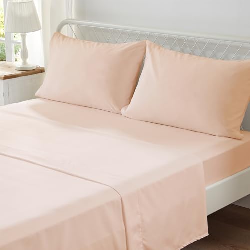 Image of Zzlpp Full Comforter Set 7 Pieces, Pink Seersucker Bed in a Bag with Comforter and Sheets, All Season Bedding Sets with 1 Comforter, 2 Pillow Shams, 2 Pillowcases, 1 Flat Sheet, 1 Fitted Sheet