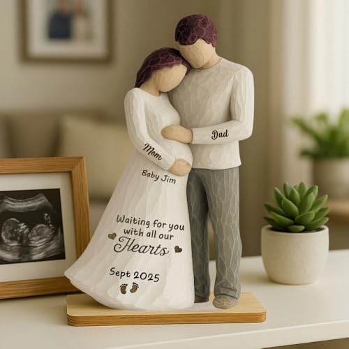 Heartfelt Personalized Wooden Plaque for Expecting Parents - 3D Effect Baby Announcement Keepsake