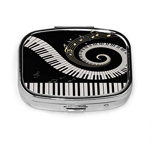 Pastillero - Pastillero con compartimentos, pastillero cuadrado, se puede utilizar para monedero, pastillero de viaje Music Stave The Piano