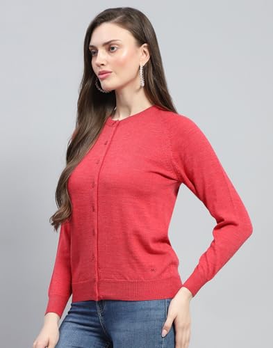 Image of Monte Carlo Women Regular Fit Full Sleeve Solid Round Neck Winter Cardigan (Pack of 1)