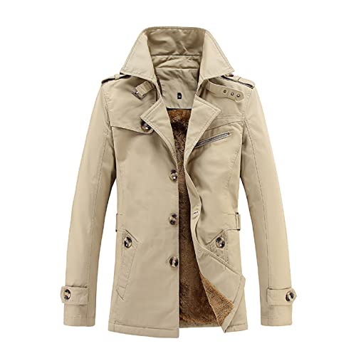 Trench long pour homme en laine polaire élégant et chaud pour l'hiver