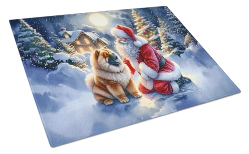 Caroline's Treasures DAC4096LCB Chow Chow and Santa Claus Glass Cutting Board Decorative Tempered Glass Kitchen Cutting and Serving Board Large Size Chopping Board