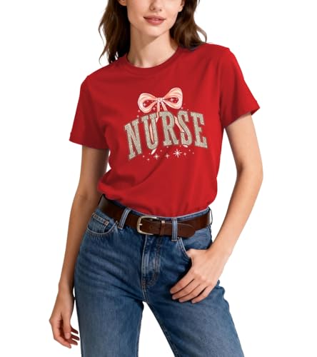 Nurse Shirt for Women - Cute Leopard Bow Nurse Life T-Shirt, Short Sleeve Appreciation Gift for Nurse Week, Nurses Day 2026
