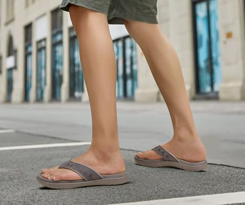 Image of KuaiLu Mens Sport Flip Flops Comfort Orthotic Thong Sandals with Plantar Fasciitis Arch Support Outdoor Summer Beach Size 7~15