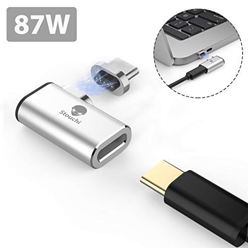 Stouchi USB C Magnetic Adapter, USB Type C Magnetic Adapter MagSate Magnetic USB C to USB C Connection Support 4.3 A 87W Fast Charging Compatible MacBook Pro, Samsung Galaxy S8 Or Other USB C Device