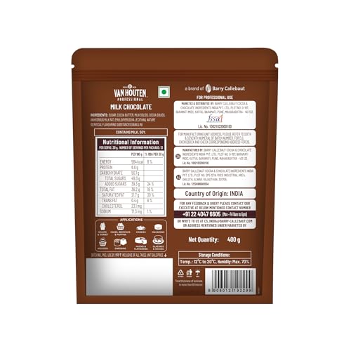 Image of Van Houten Professional (VHP) 35.6% Milk Chocolate Callets - 400 g | Baking Chocolate