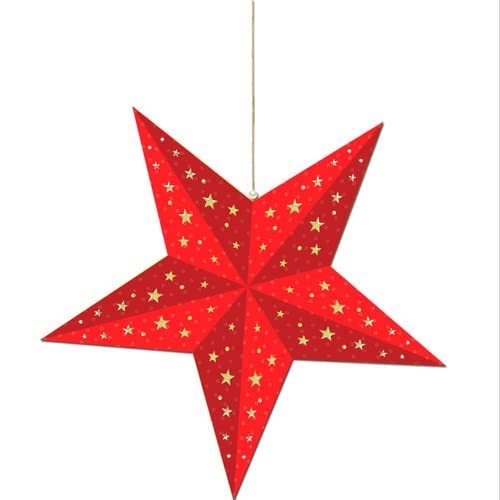 Vibgyor Products 3D Glitter Paper Star (Big, 30 inch) Lantern Lampshade for All Party & Festival/Hanging Christmas Day Decoration Birthday/Party Home/Diwali, Red,1 pc