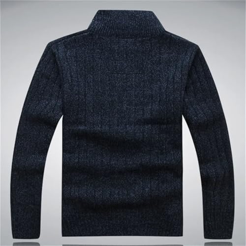 Men's Fall Winter Wool Lined Knit Cardigan Sweater Long Sleeve Zipper Thick Warm Casual Outerwear4