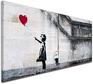 Wallfillers Canvas Prints of Banksy's Girl with the Red Balloon for your Dining Room - Graffiti Wall Art - 1050 - 120x50cm