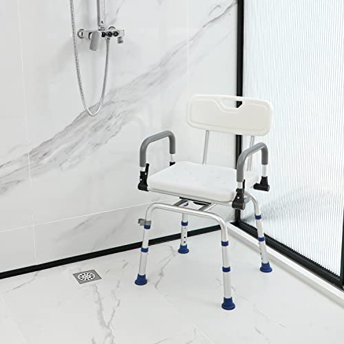 Greenchief Swivel Shower Chair For Inside Shower - Swivel Bath Chair For Seniors With Arms And Backrest, 360 Degree Rotating Bath Seat For Shower For Bariatric, Elderly, Handicap, Disabled (300 Lb) #TOP6