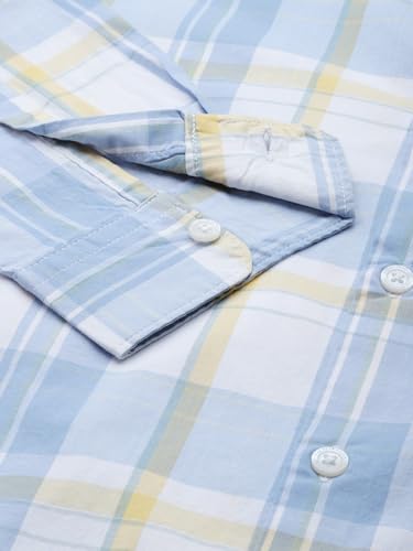 Image of THE BEAR HOUSE Men's's Checked Slim Fit Casual Shirt | Blue | TBH-SFERA-BL