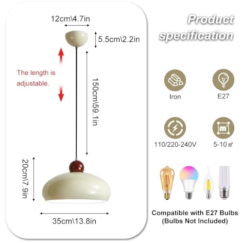 Lámpara colgante blanca de metal con casquillo E27 para solucionar techos bajos 4