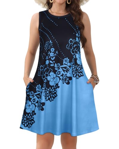 Image of JOLIGAL Womens Summer Dresses Casual Sleeveless Tshirt Sundress Beach Cover Up with Pockets Loose Tank Dress 2026