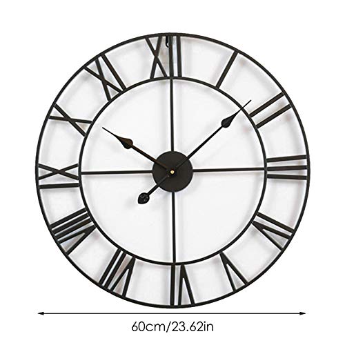 Besokuse Relógio de parede, estilo vintage 50/60 cm, relógio de parede redondo de metal silencioso,