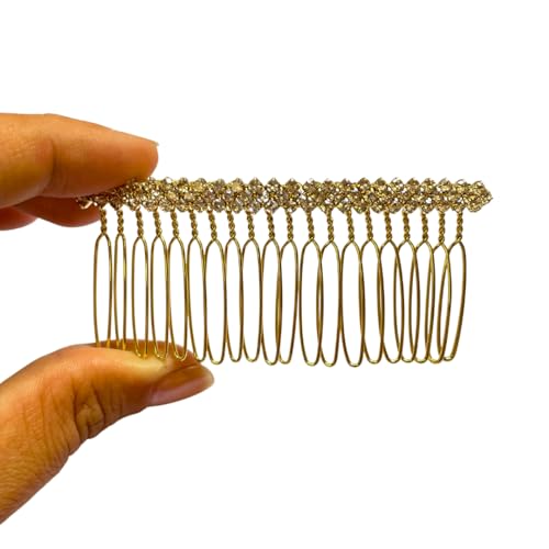 Kit 2pçs Presilha Pente De Cabelo Metal Perola Strass Lux (Dourado)