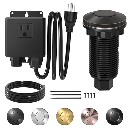 Image of Joinfworld Garbage Disposal Air Switch Kit Waterproof Garbage Disposal Button Kit with Long Garbage Disposal Switch Oil Rubbed Bronze - UL Listed