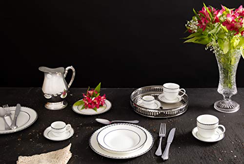 Aparelho de Jantar de Porcelana 42 Peças Alto Relevo Rojemac Azul