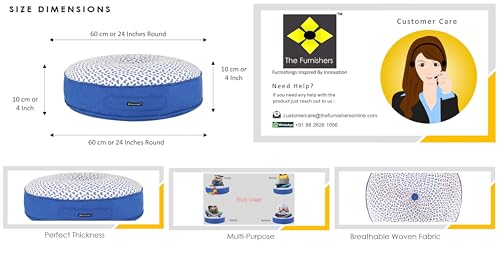 Image of Reversible 60x60x10 cm Woven Quilted Blue Floor Cushion with Cotton Filler for Seating, Patio Seat, Meditation, Yoga, Pooja, Guests, Living Room, Bedroom, Large Size 24x24x4 Inch