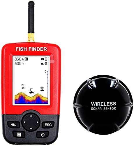 Sonda Nautica SBKDPT Buscador de Peces, Sensor de sonda inalámbrico portátil de 4 Pulgadas Buscador de Peces de Kayak de Mano con...