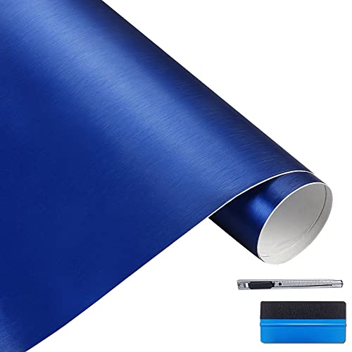 Film vinyle acier bleu métallique brossé LZLRUN 0,3x1,5m pour covering auto