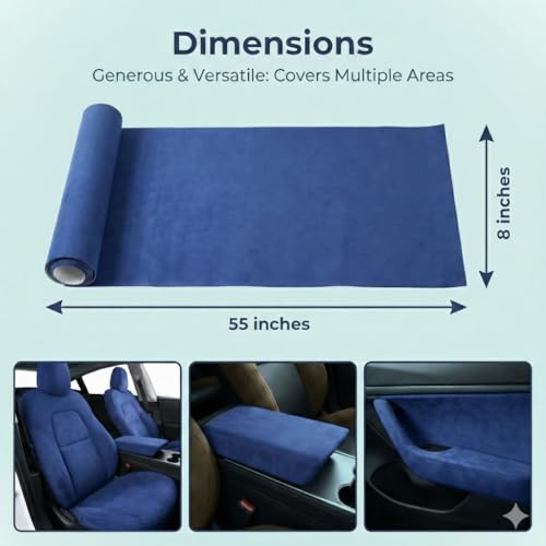 Image of Suede Fabric Wrap - Self Adhesive Film Sticker 8 x 55 Inches Silky Decal Sheet for Car Interior Furniture Upholstery DIY Elastic Stretch Peel and Stick Denim