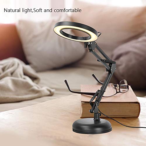 Cocoarm Lupenleuchte 5X Desktop LED Lupenlampe Eyeliner Maniküre Tattoo Beauty Light Kosmetiklampe Schwenkarm… – Bild 4