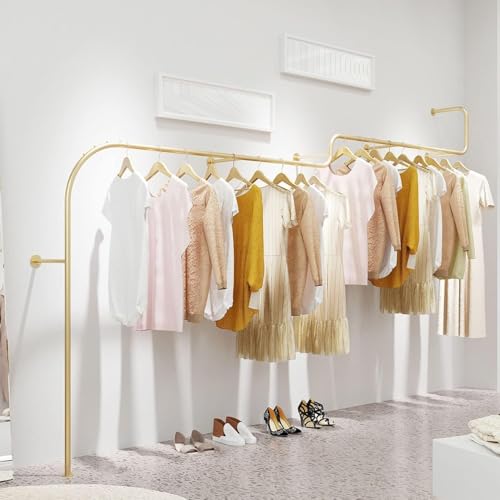 JYBNBBE Sturdy Metal Display Rack, Wall Mounted Garment Rack, Multipurpose Hanging Bar, Closet Organizer for Clothing and Shoe Storage,L 300cm